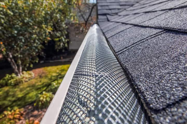 A contractor demonstrating the effectiveness of a gutter guard to a potential client in Tampa